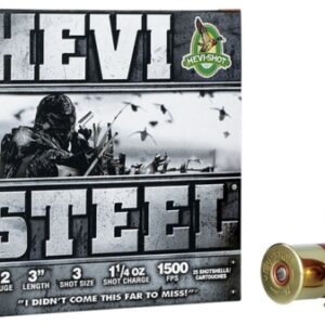 HEVI-Shot HEVI-Steel 12 Gauge 3" 1 1/4oz 3 Shot 25 Rounds - Image 1
