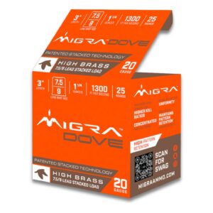 Migra Ultimate Dove 20 Gauge 3" 1-1/4oz 7.5/9 Shot 25 Rounds - Image 1